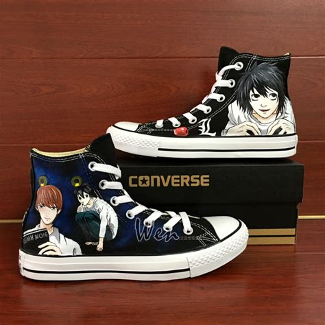 Hand Painted Anime Death Note Converse Men Women High Top Sneakers Canvas Shoes - Unisex Adult Shoes