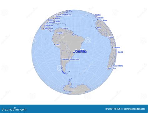 Map Showing Curitiba,Brazil on the World Map. Stock Illustration ...