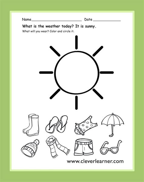 The weather today is sunny! #preschool-weather-activity #preschool-weather-worksheet | Weather ...