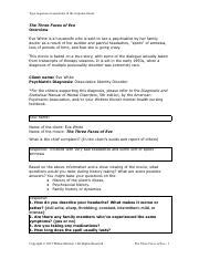 Three Faces of Eve Dissociative Identity Disorder Case Study.docx.pdf - Type responses to ...