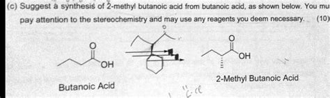 SOLVED: (c) Suggest a synthesis of 2-methyl butanoic acid from butanoic ...