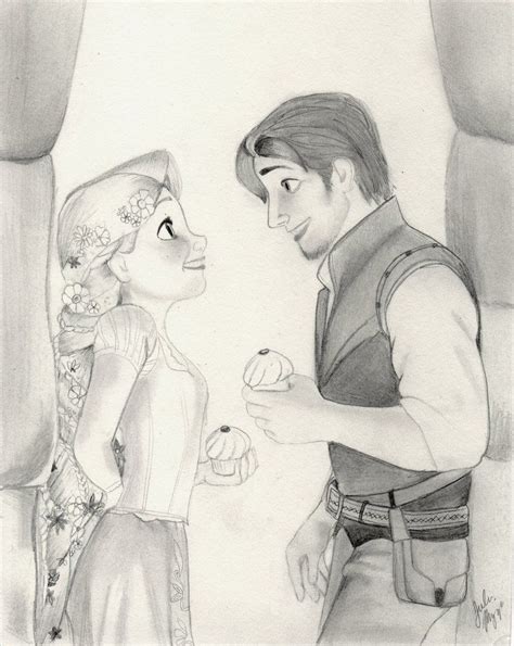 Rapunzel+and+Flynn+(Tangled+Graphite+Drawing)+by+julesrizz.deviantart ...