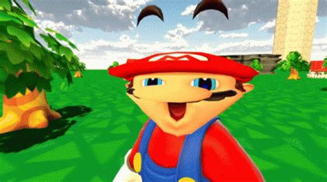 an image of mario kart running in the grass with his mouth open and tongue out