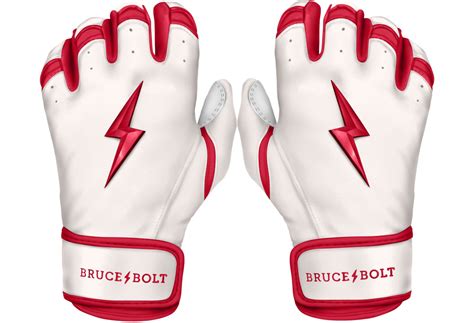 Red and White Batting Gloves | BRUCE BOLT CHROME Series