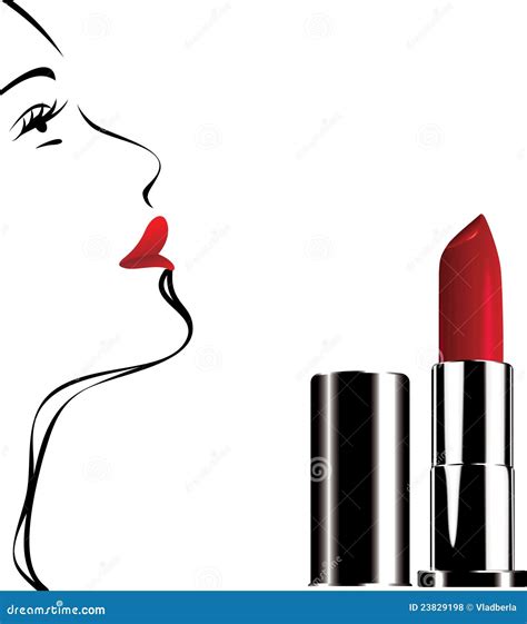 Woman Silhouette and Red Lipstick Stock Vector - Illustration of tube ...