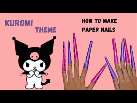 How to make Paper Nails Tutorial|Easy diy|kuromi theme 💜|Easy kuromi Nails making tutorial - YouTube