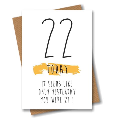 Funny 22nd Birthday Card 22 Today Seems Like Only Yesterday | Etsy