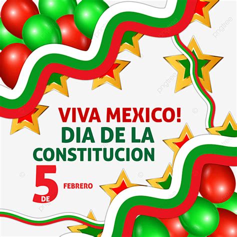 Beautifully Decorated Mexico Constitution Day Celebration Png Asset With 3d Balloon, Frame, 3d ...