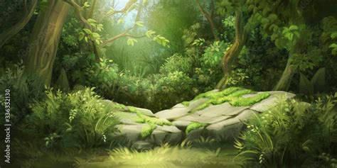 Deep Forest. Fantasy Backdrop. Concept Art. Realistic Illustration ...