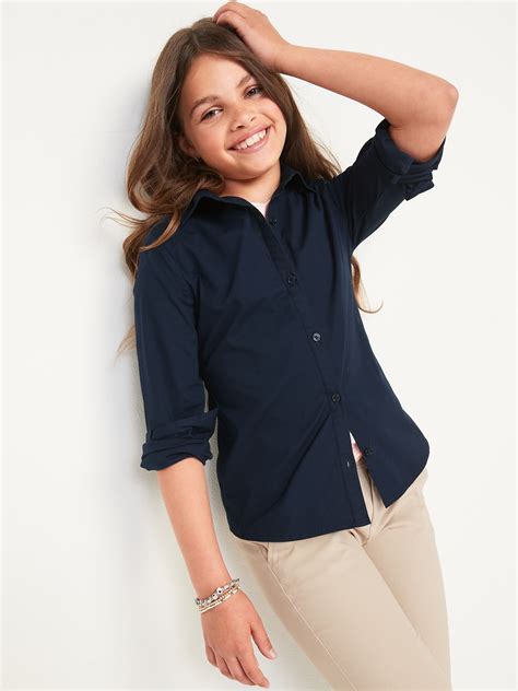 Old Navy School Uniform Long-Sleeve Shirt for Girls blue - 879464002