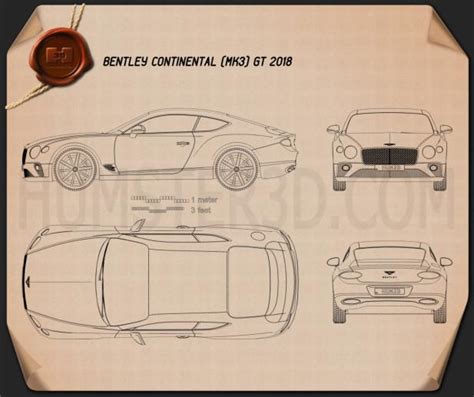 Bentley Continental GT 2018 Blueprint - Hum3D