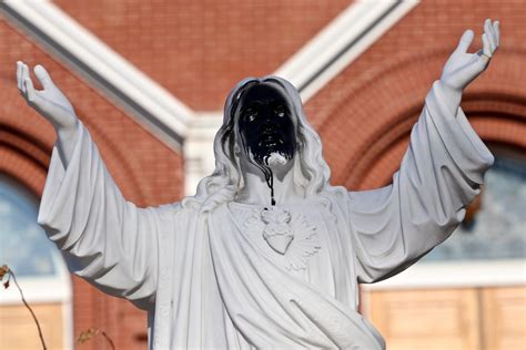 Jesus statue vandalized outside Fargo cathedral - InForum | Fargo, Moorhead and West Fargo news ...