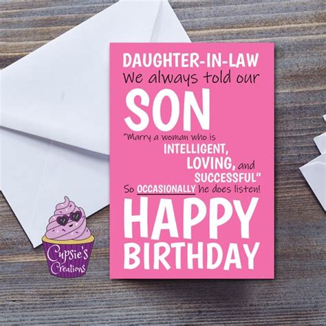 Funny Daughter in Law Birthday Card Large A5 Special - Etsy