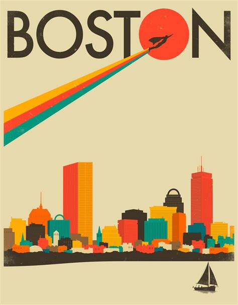 BOSTON SKYLINE Art Print by Jazzberry Blue | Boston skyline, Skyline ...