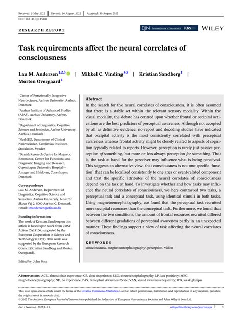 (PDF) Task requirements affect the neural correlates of consciousness