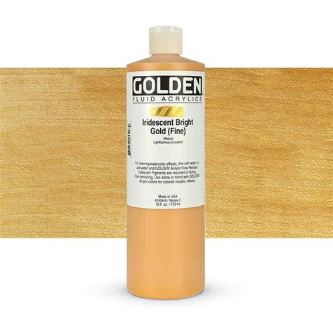 Golden Fluid Acrylic Paint 16 oz Iridescent Bright Gold (Fine) - Walmart.com - Walmart.com