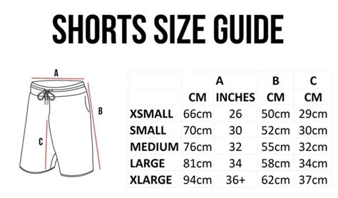 basketball shorts size chart