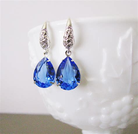 Sapphire Blue Swarovski Crystal Earrings on Luulla