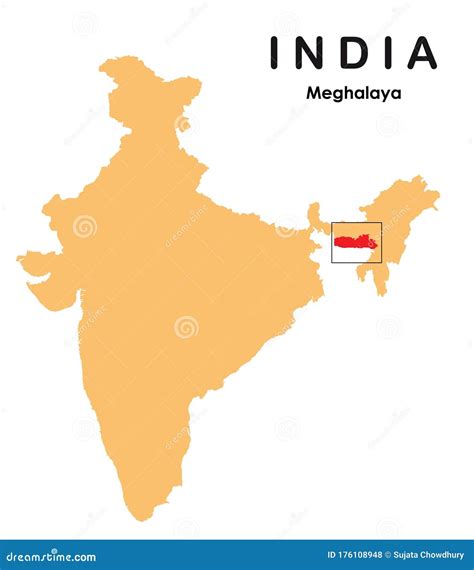 Meghalaya in India Map. Meghalaya Map Vector Illustration Stock Vector - Illustration of indian ...