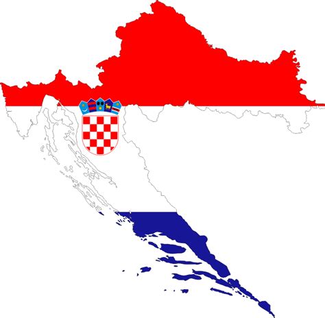 Croatia Map Flag With Stroke - Openclipart