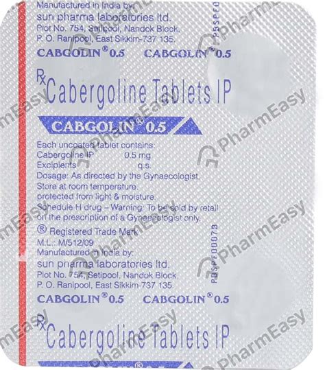 Cabgolin 0.5 MG Tablet (4): Uses, Side Effects, Price & Dosage | PharmEasy