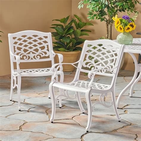 Pittman Outdoor Cast Aluminum Arm Chair, Set of 2, White - Walmart.com ...