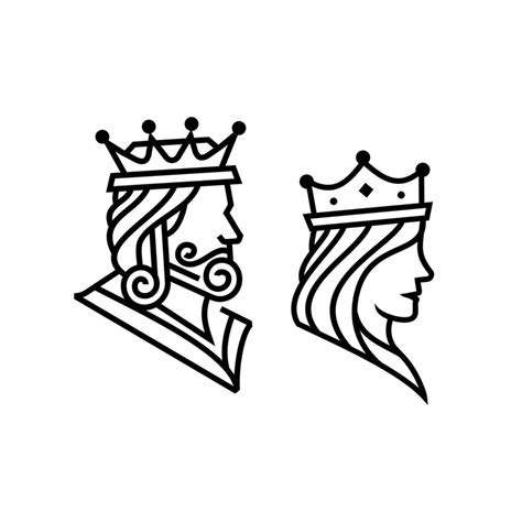 King and Queen head figure line drawing Illustration vector, elegant ...