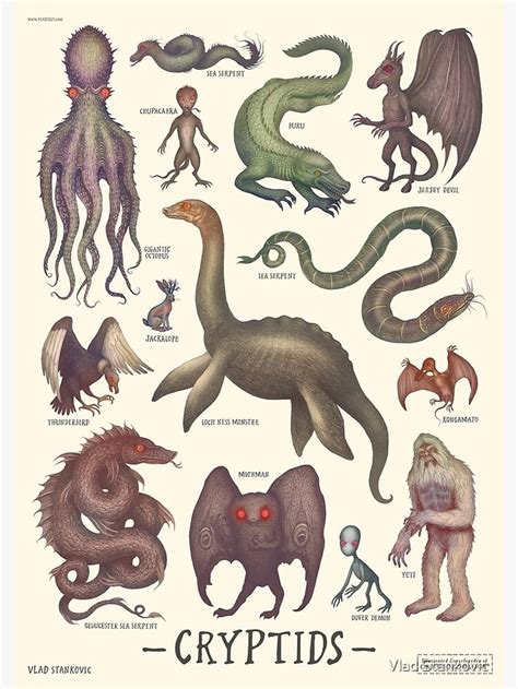 Cryptids, Cryptozoology species Poster by Vlad Stankovic | Mythical creatures art, Cryptozoology ...