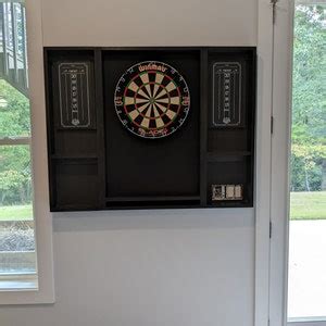 Black Dartboard Cabinet With a Dartboard, Darts, Led Light. the Cabinet ...