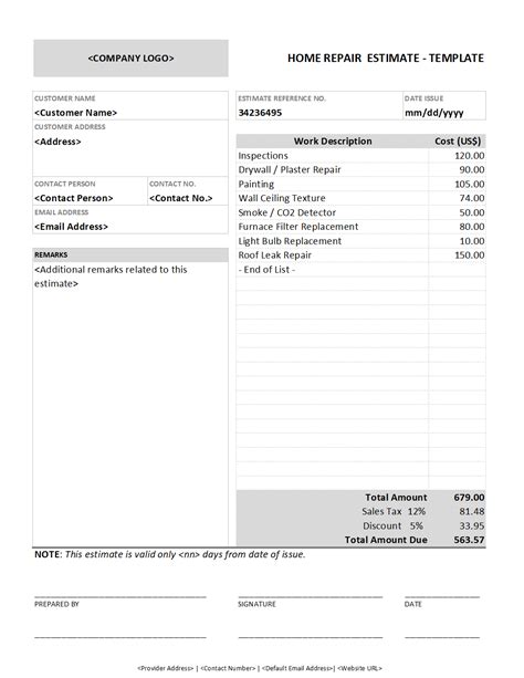 11+ Home Renovation Estimate Template | DocTemplates