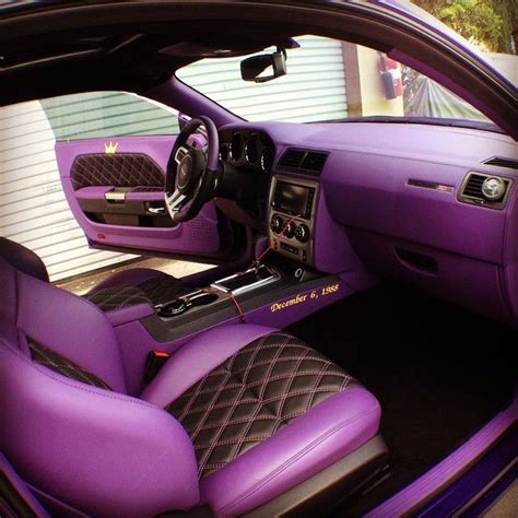 dodge challenger purple and black interior double diamond stitch | Custom car interior, Purple ...