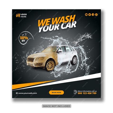 Premium PSD | Car wash washing service creative social media banner design or square flyer