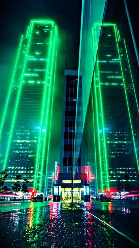 Cities, Neon Green City HD phone wallpaper | Pxfuel