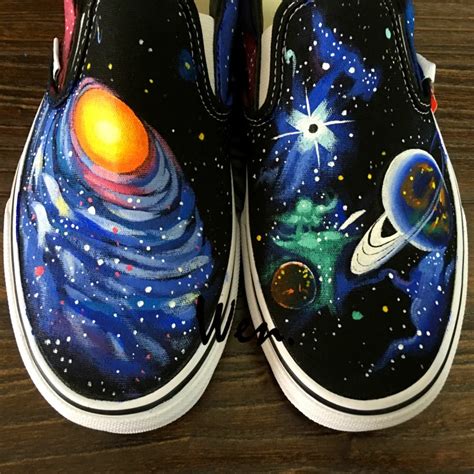 Wen Black Hand Painted Shoes Original Design Custom Galaxy Space Planet ...