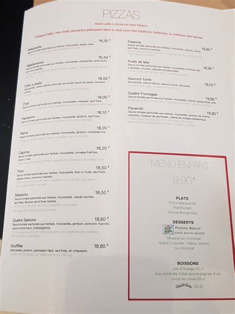 Menu at Pizza Pino pizzeria, Paris, 31-33 Av. des Champs-Élysées