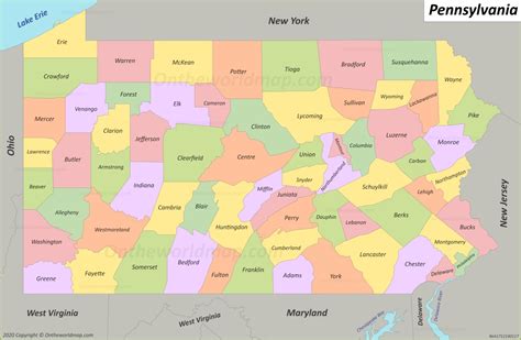 Pennsylvania County Map - Ontheworldmap.com