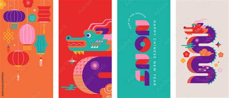 Lunar new year vertical background, banner, social media story template. Chinese New Year 2024 ...