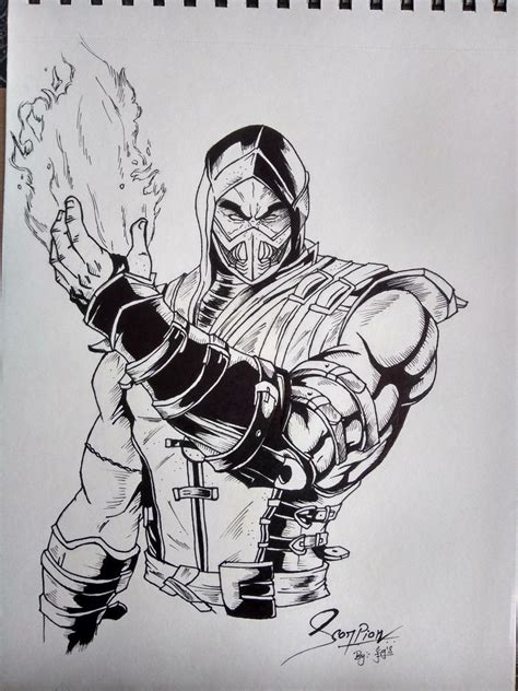 Scorpion drawing | Comic book art style, Drawing superheroes, Mortal ...