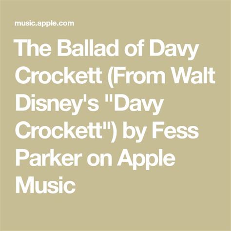 ‎The Ballad of Davy Crockett (From Walt Disney's "Davy Crockett") by Fess Parker on Apple Music ...