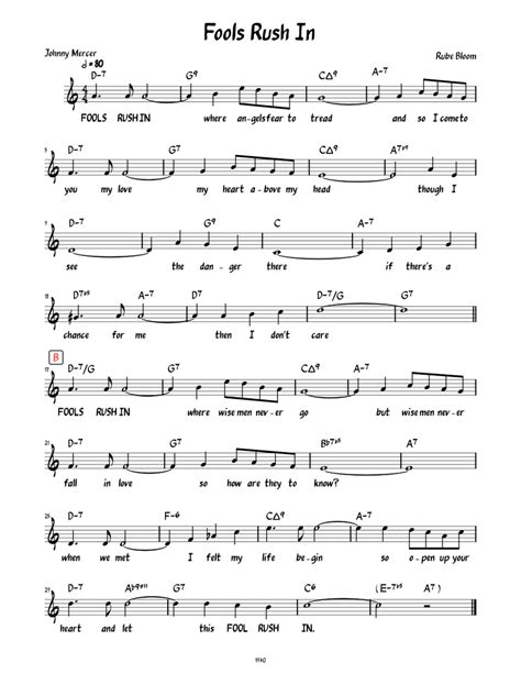 Fools Rush In (Lead sheet with lyrics ) Sheet music (Solo) | Musescore.com