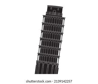 Black Silhouette Leaning Tower Pisa Pisa Stock Vector (Royalty Free ...