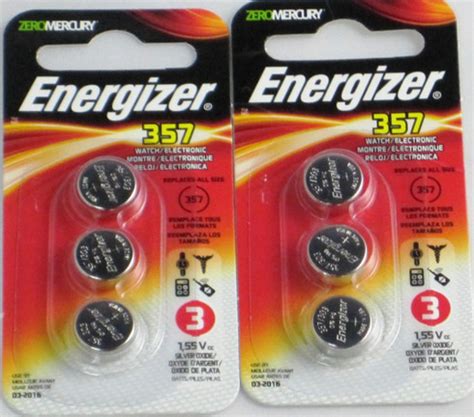 SR44 Energizer 357 1.55V Silver Oxide 0% Mercury Batteries 6 Pack - TheBatterySupplier.Com