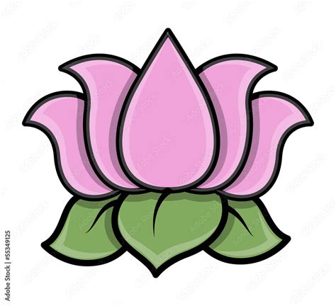 Lotus Flower - Cartoon Vector Illustration Stock Vector | Adobe Stock