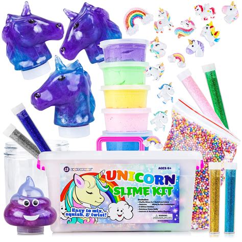 Unicorn Slime Kit For Girls Friends Fluffy Cloud Poop Slime Kit With ...