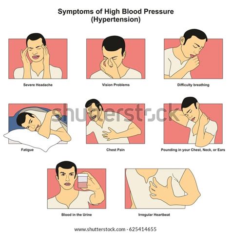 Symptoms High Blood Pressure Hypertension Infographic Stock Vector (Royalty Free) 625414655