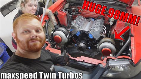 MASSIVE TWIN TURBO INSTALL ON LS SWAP MUSTANG! - YouTube