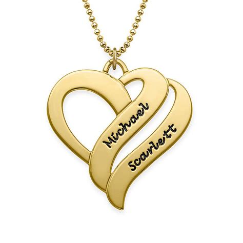 Two Hearts Forever One Necklace in 18k Gold Plating en 2021 | Collier, Gold gold, Bijoux