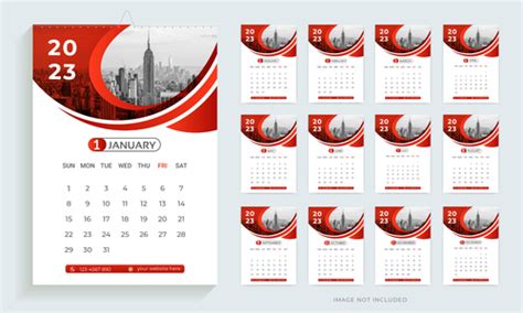 Design wall calendar design 2023 vector free download