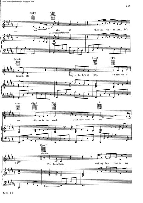 Tell Him free sheet music by Celine Dion Ft. Barbra Streisand | Pianoshelf