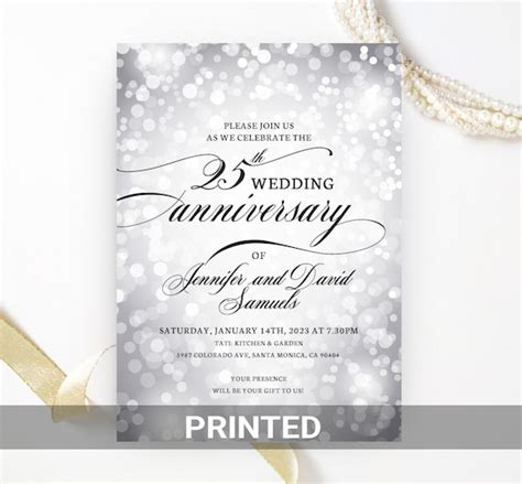 Silver Wedding Anniversary Invitations 25th Wedding - Etsy